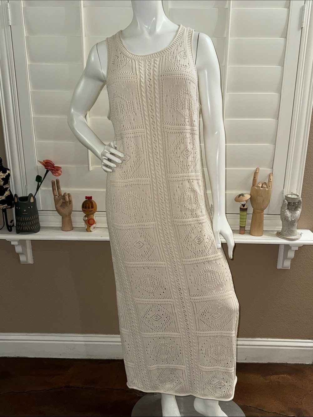 Splendid Kimi Crochet Tank Dress Natural
